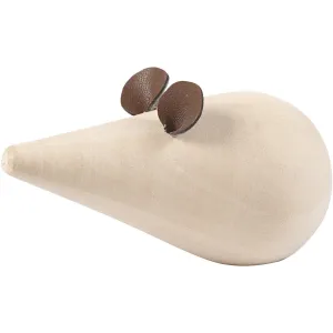 Poplar Wood Mouse With Flat Bottom Decoration Crafts L: 10 cm D: 5.5 cm