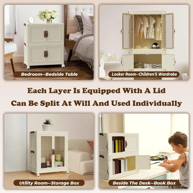 Portable Kids Closet Collapsible Armoire Wardrobe White Casual