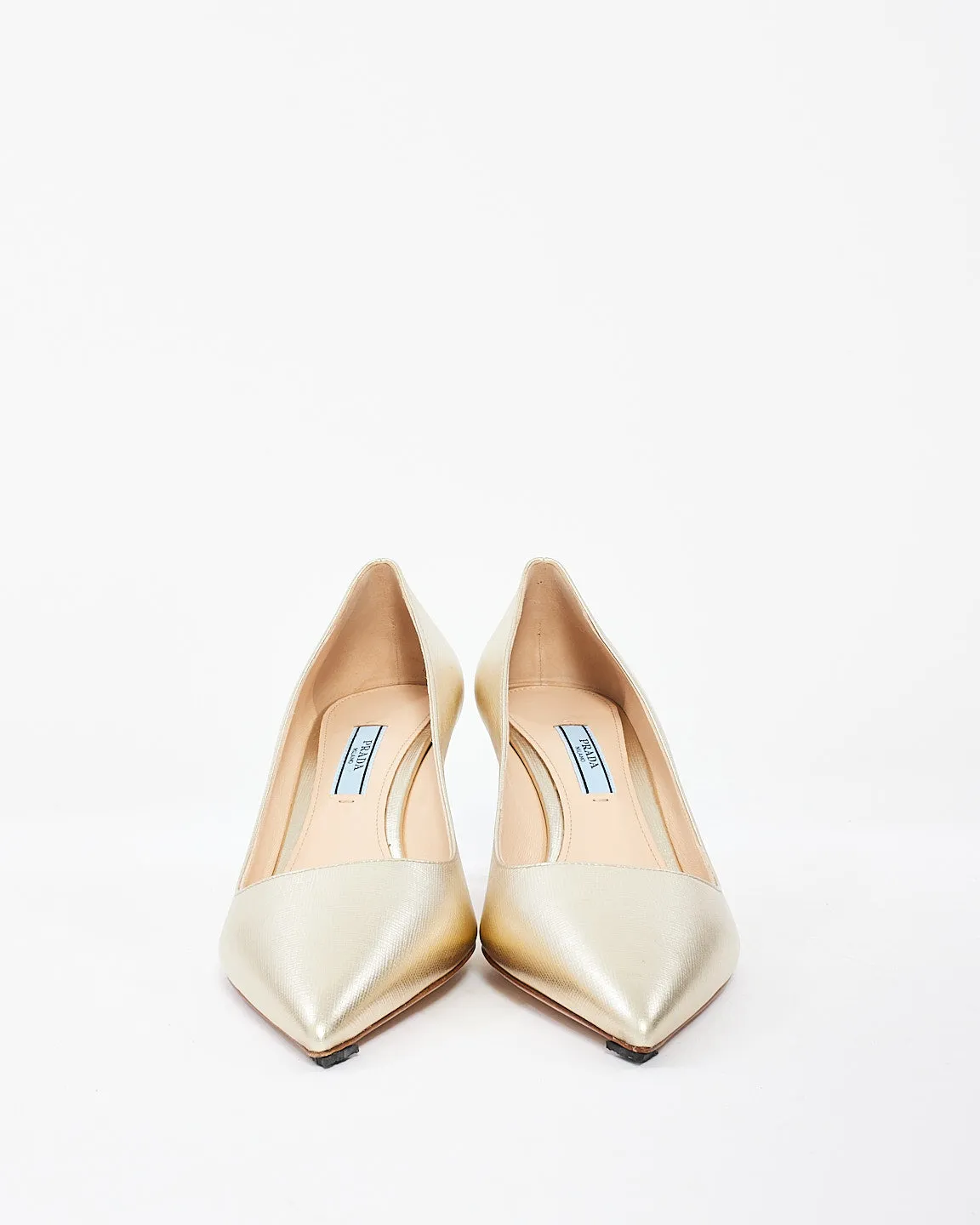 Prada Gold Saffiano Leather Calzature Donna Pumps - 39