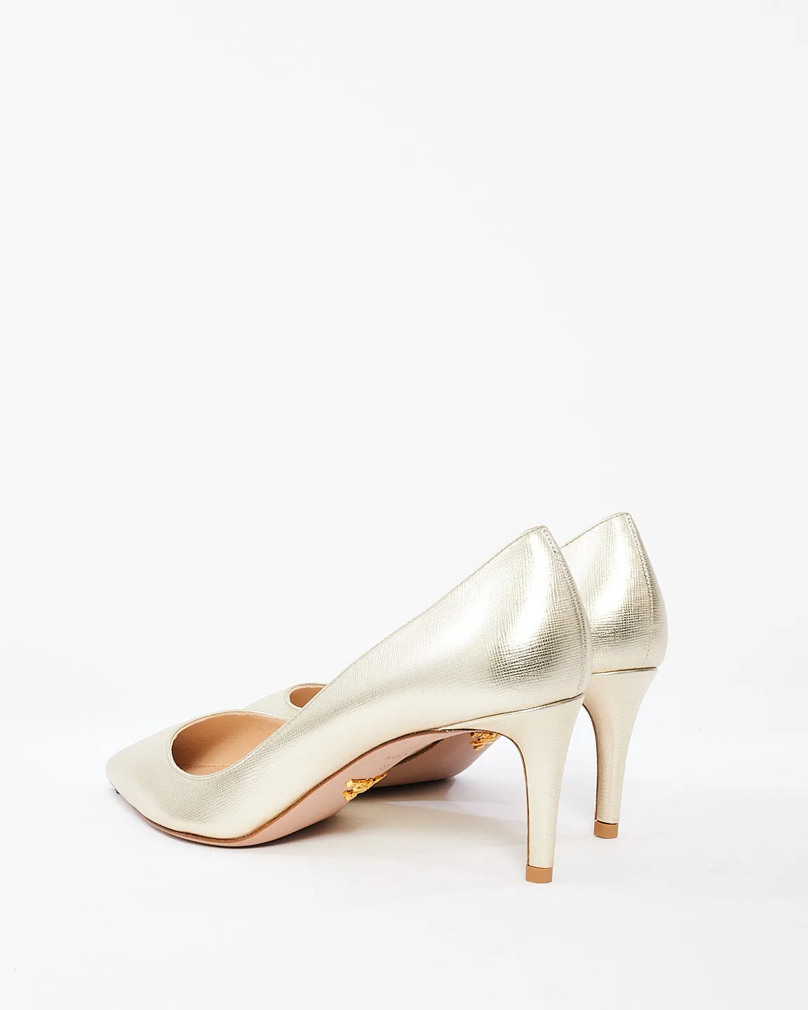 Prada Gold Saffiano Leather Calzature Donna Pumps - 39