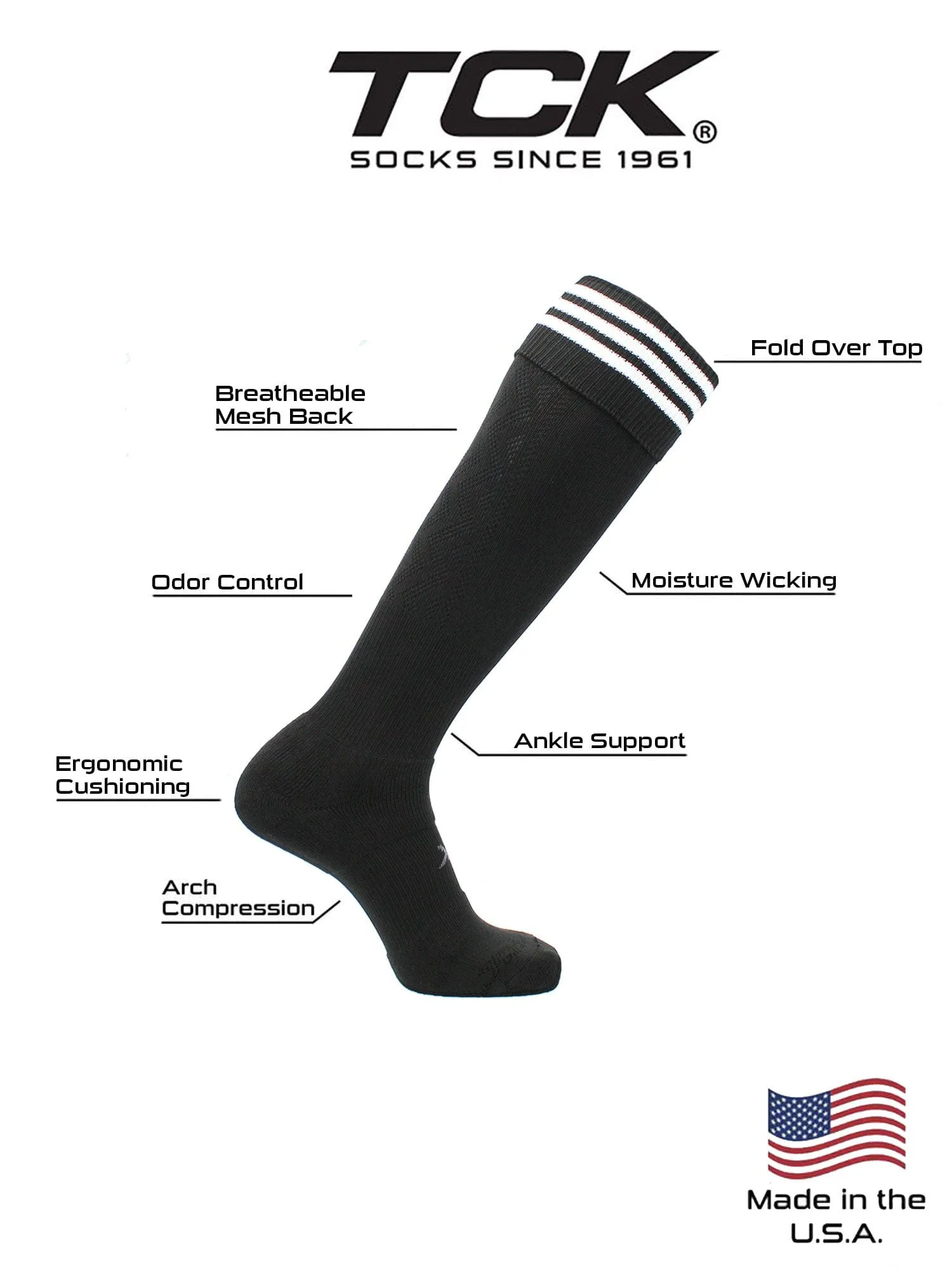 Premier Soccer Sock with Fold Down Stripes