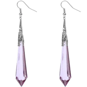 Purple Faux Crystal Pointy Earrings
