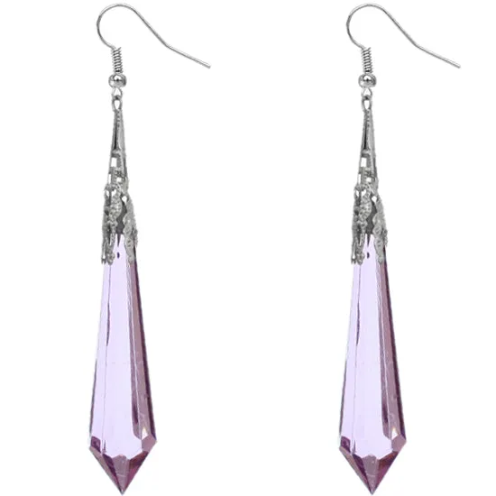 Purple Faux Crystal Pointy Earrings