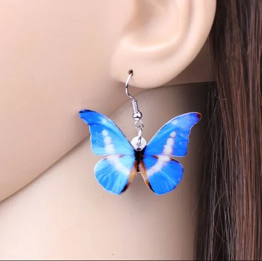 Realistic Butterfly Dangle Earrings, Women or Girl Romantic Casual Butterfly Fashion Earrings