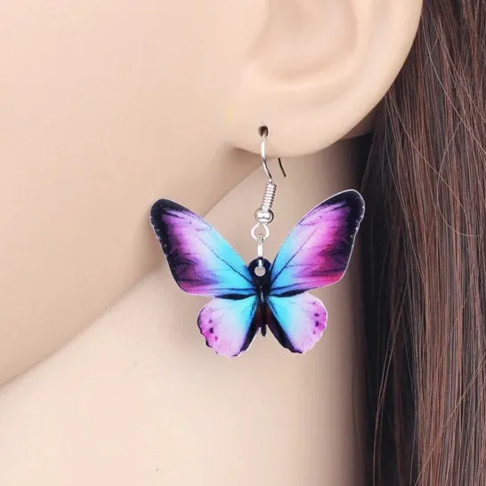 Realistic Butterfly Dangle Earrings, Women or Girl Romantic Casual Butterfly Fashion Earrings