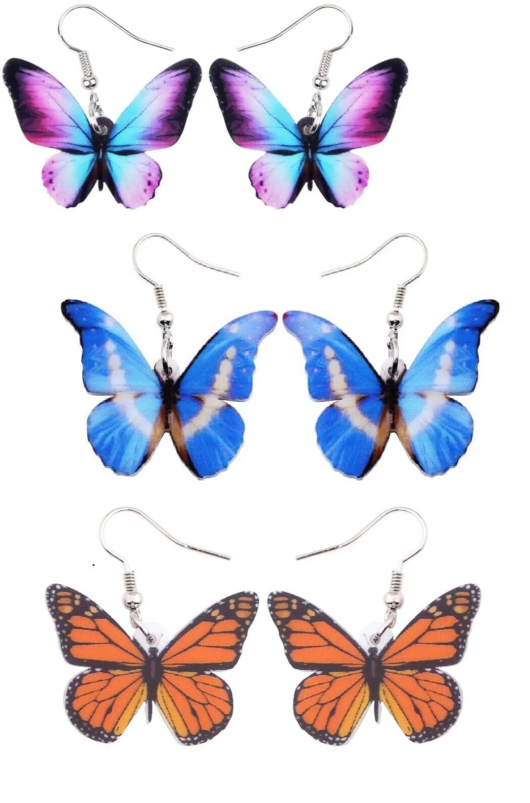 Realistic Butterfly Dangle Earrings, Women or Girl Romantic Casual Butterfly Fashion Earrings
