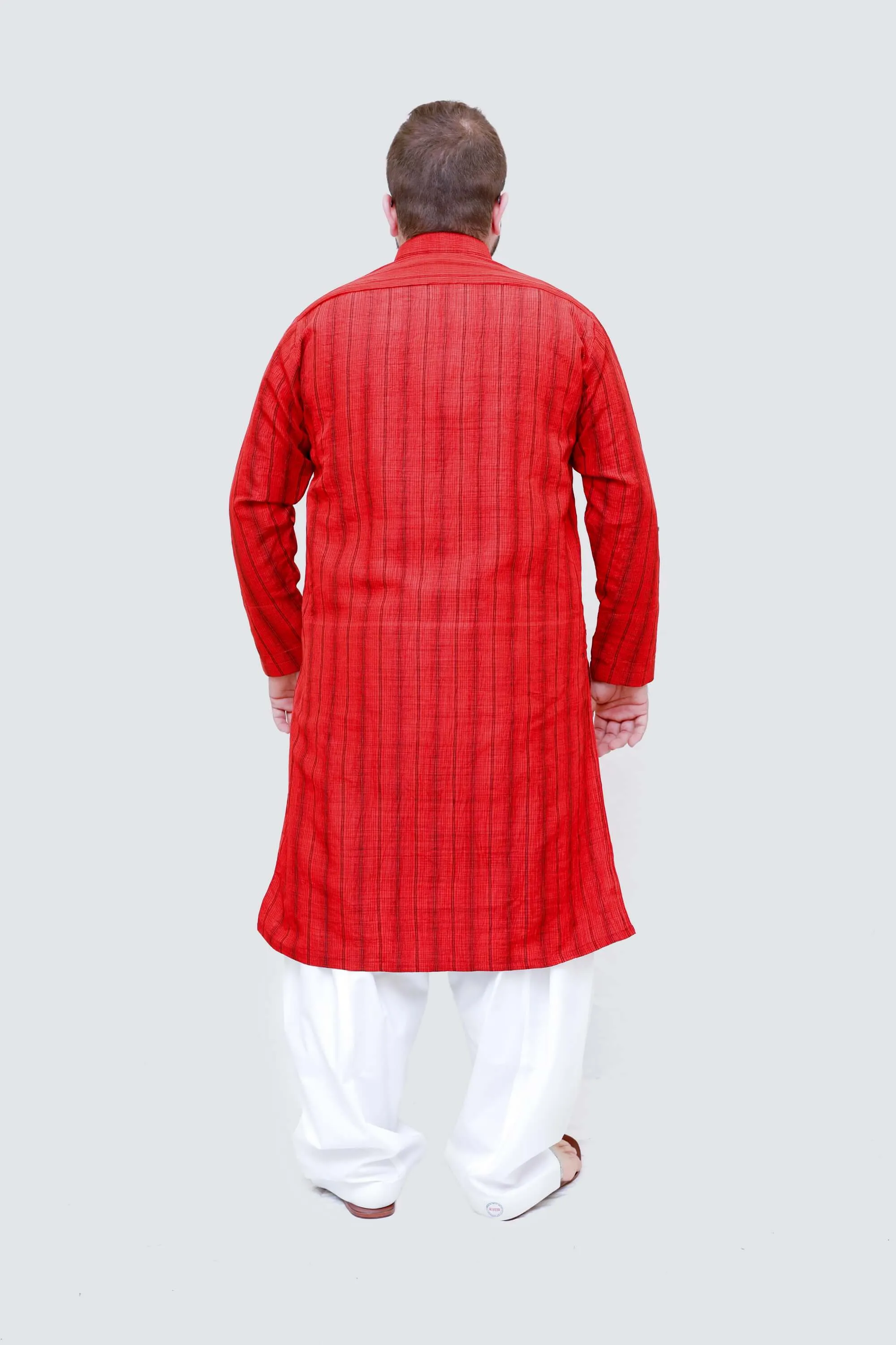 Red Lined Silky Kurta-Shirt