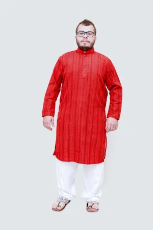Red Lined Silky Kurta-Shirt