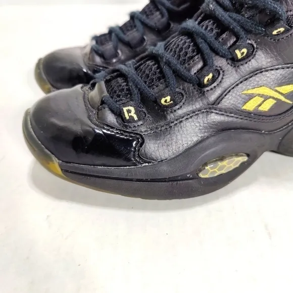 Reebok Question Black Gold Hexalite Basketball Allen Iverson Sneaker Mens Shoe 6