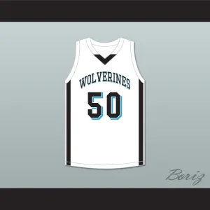 Rob Gronkowski 50 Woodland Hills High School Wolverines White Basketball Jersey 2