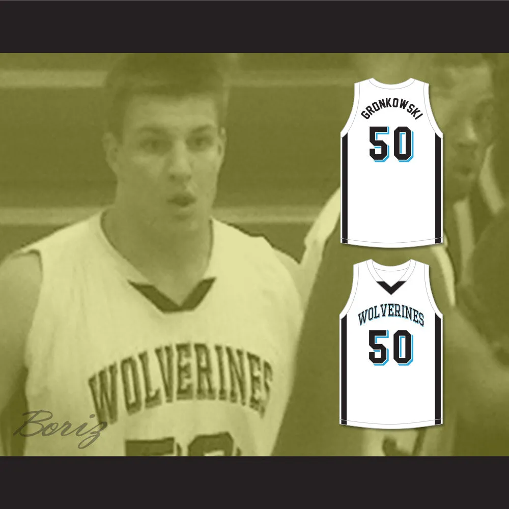 Rob Gronkowski 50 Woodland Hills High School Wolverines White Basketball Jersey 2