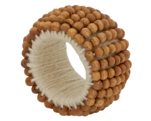 Rustic wooden brown beaded napkin ring