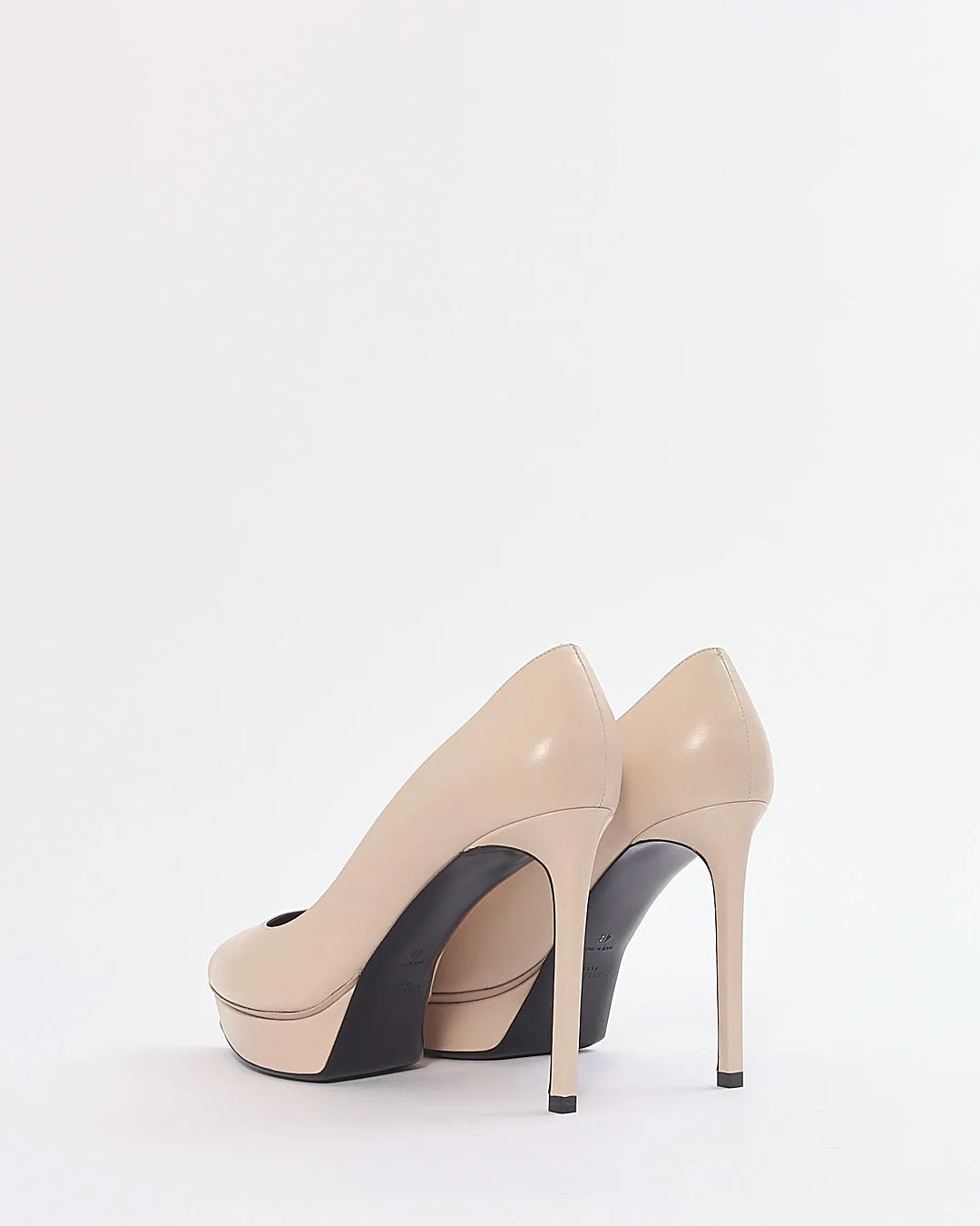 Saint Laurent Beige Leather Platform Pumps - 40