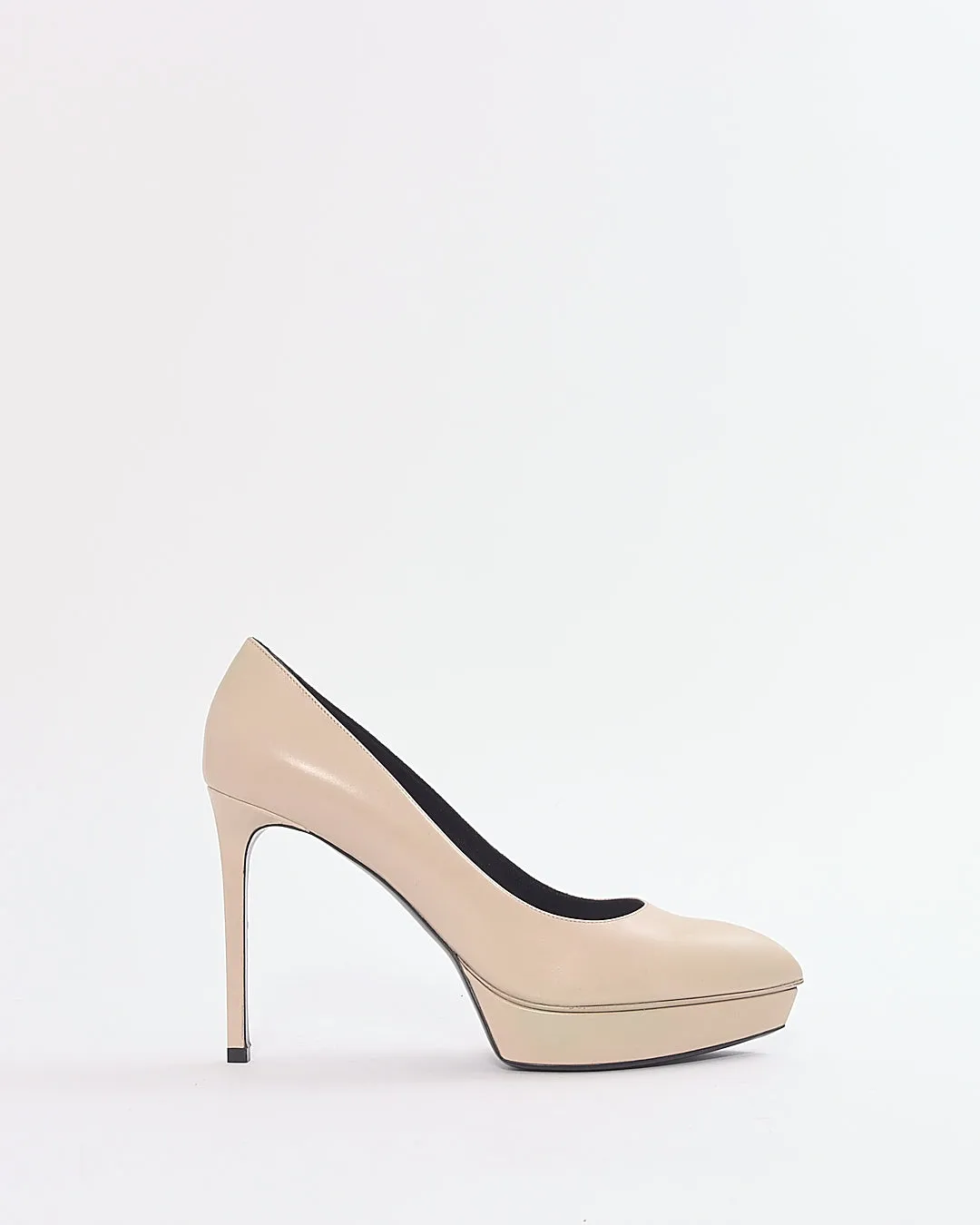 Saint Laurent Beige Leather Platform Pumps - 40
