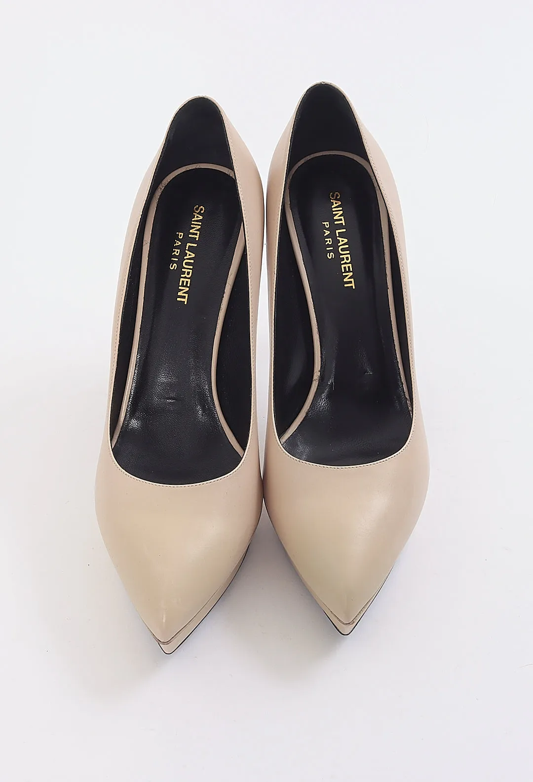Saint Laurent Beige Leather Platform Pumps - 40