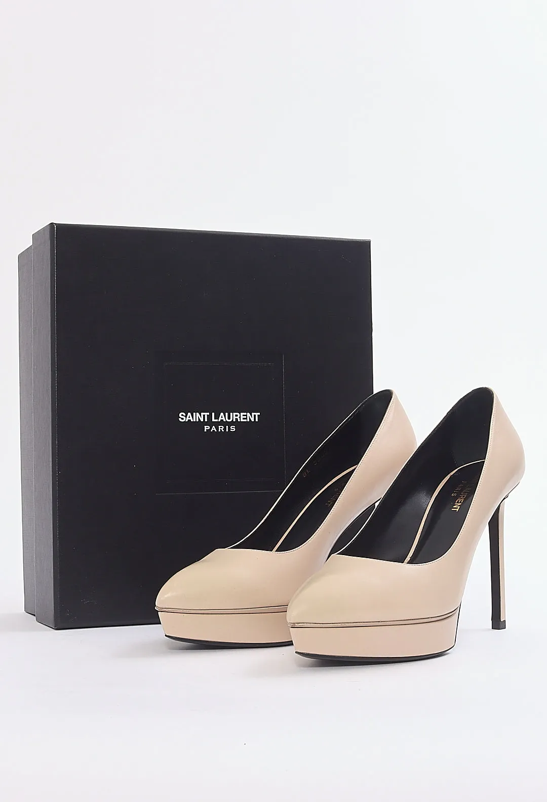 Saint Laurent Beige Leather Platform Pumps - 40