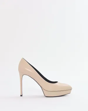 Saint Laurent Beige Leather Platform Pumps - 40