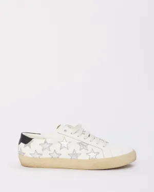 Saint Laurent White & Silver Leather Low Top Star Sneakers - 37