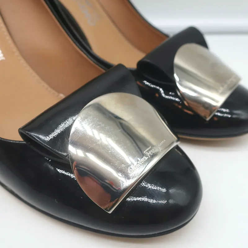 Salvatore Ferragamo Pumps Black Patent Leather Size 8