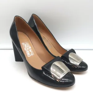 Salvatore Ferragamo Pumps Black Patent Leather Size 8