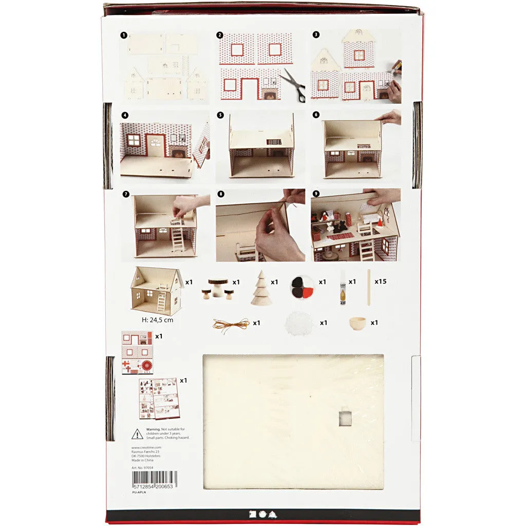 Santa Wooden House DIY Kit With Silk Clay Christmas Decoration Crafts