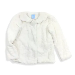 Scalloped Collar Gretchen Coat -- Ivory Faux Fur