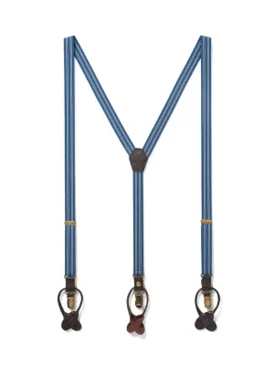 Scholar - Navy Blue Pin Striped Suspenders