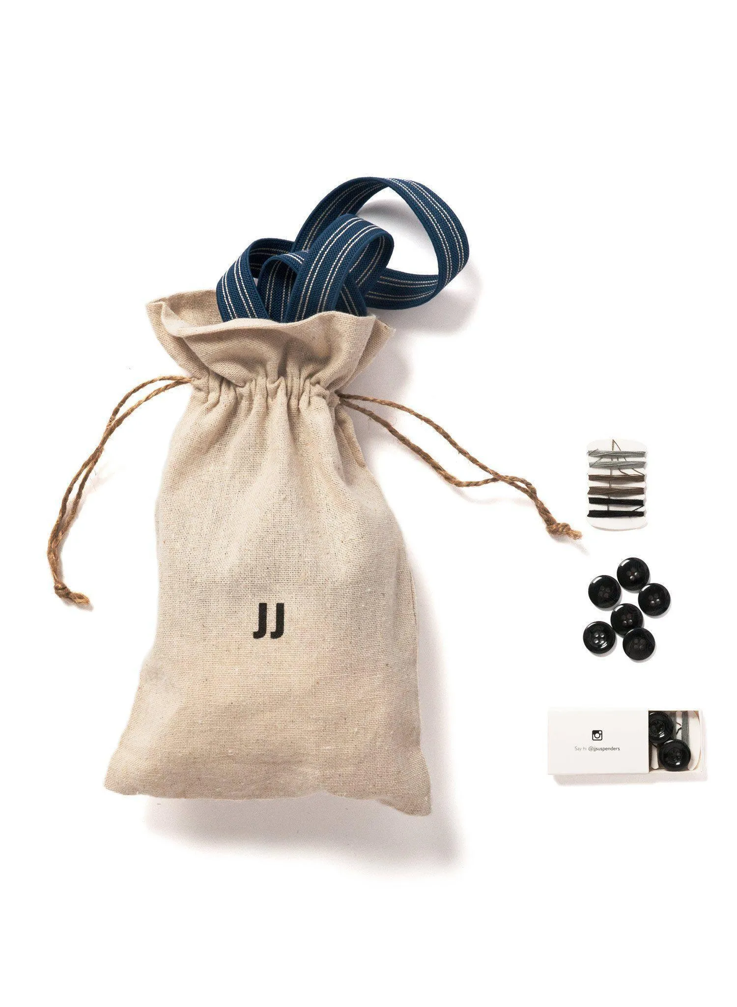 Scholar - Navy Blue Pin Striped Suspenders