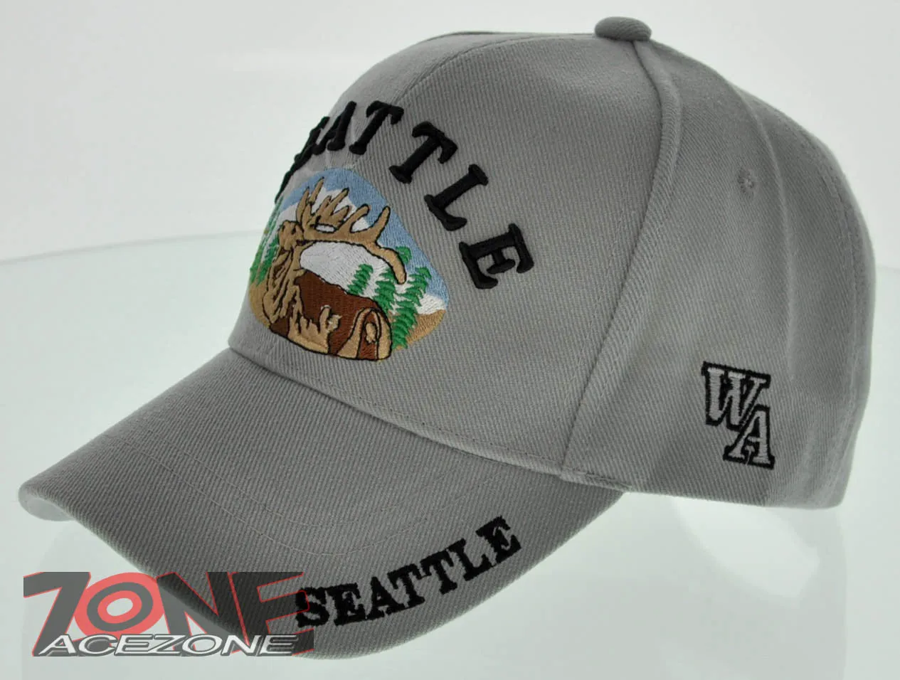 SEATTLE WA DEER BUCK HUNTING OUTDOOR CAP HAT GRAY