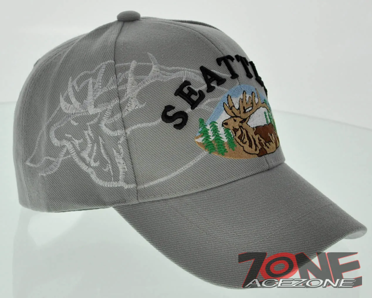 SEATTLE WA DEER BUCK HUNTING OUTDOOR CAP HAT GRAY
