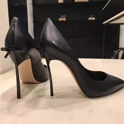 Sexy Women Thin Strap Bowtie Back Decor Pumps