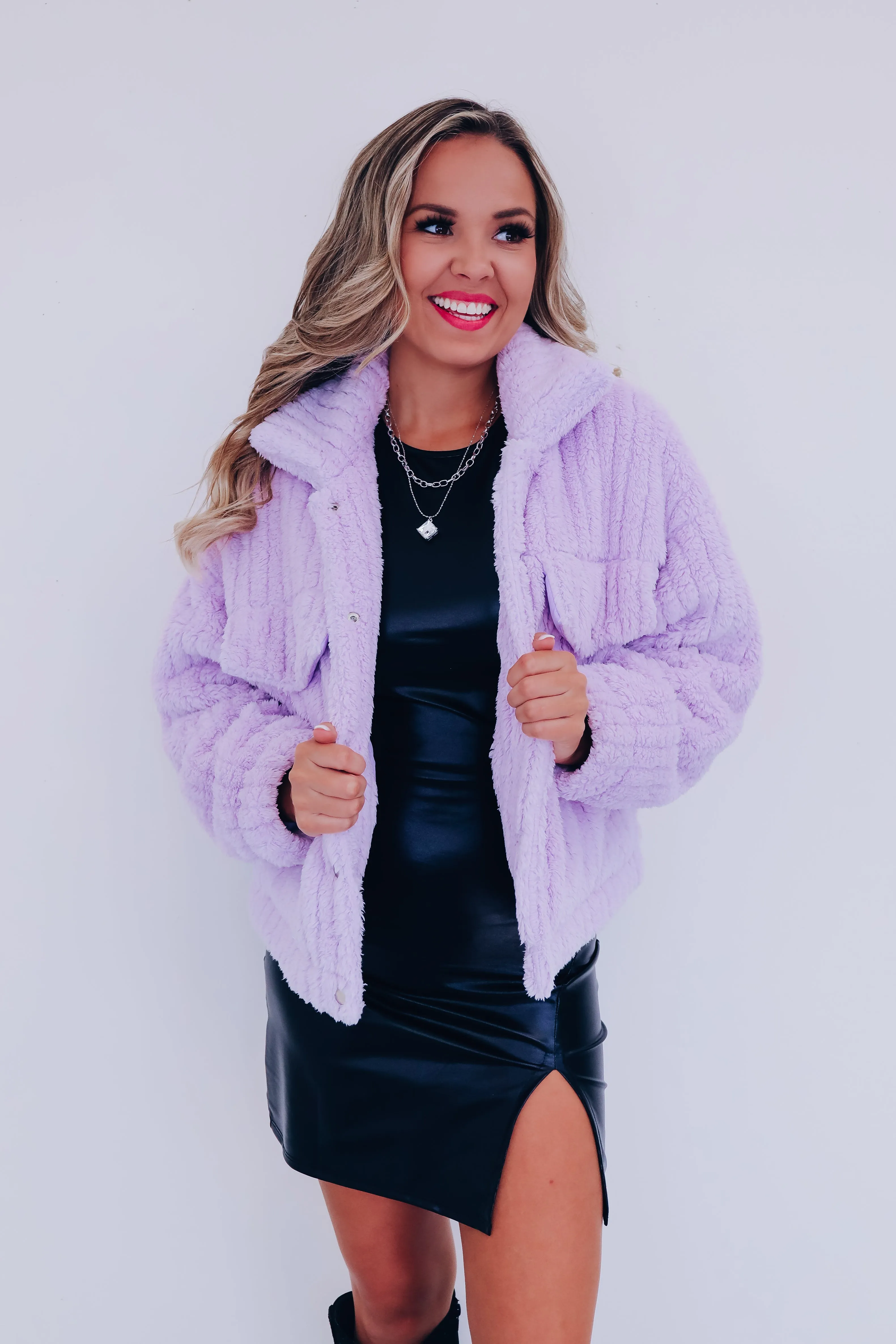 Sheridan Faux Fur Cropped Jacket - Lavender