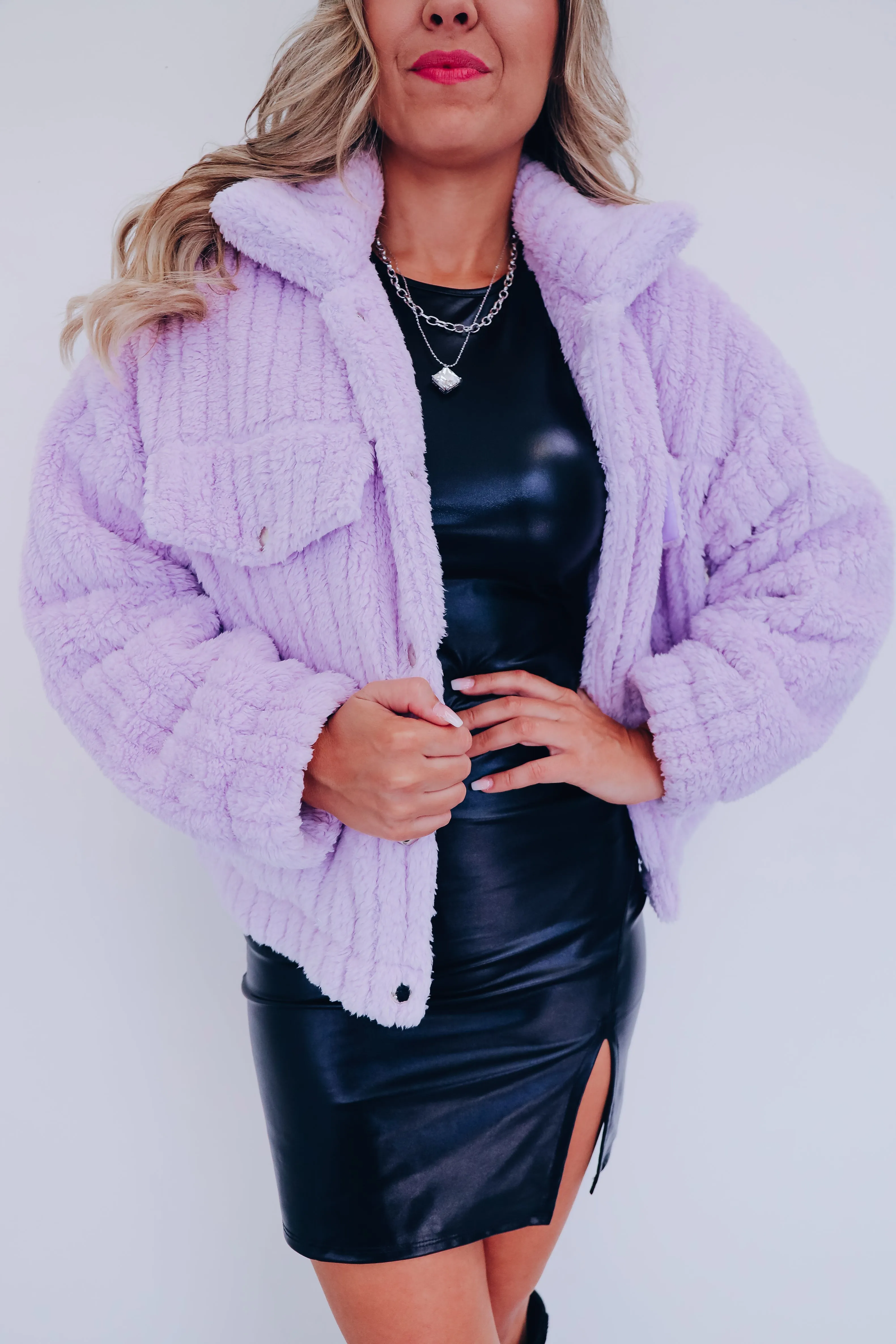 Sheridan Faux Fur Cropped Jacket - Lavender