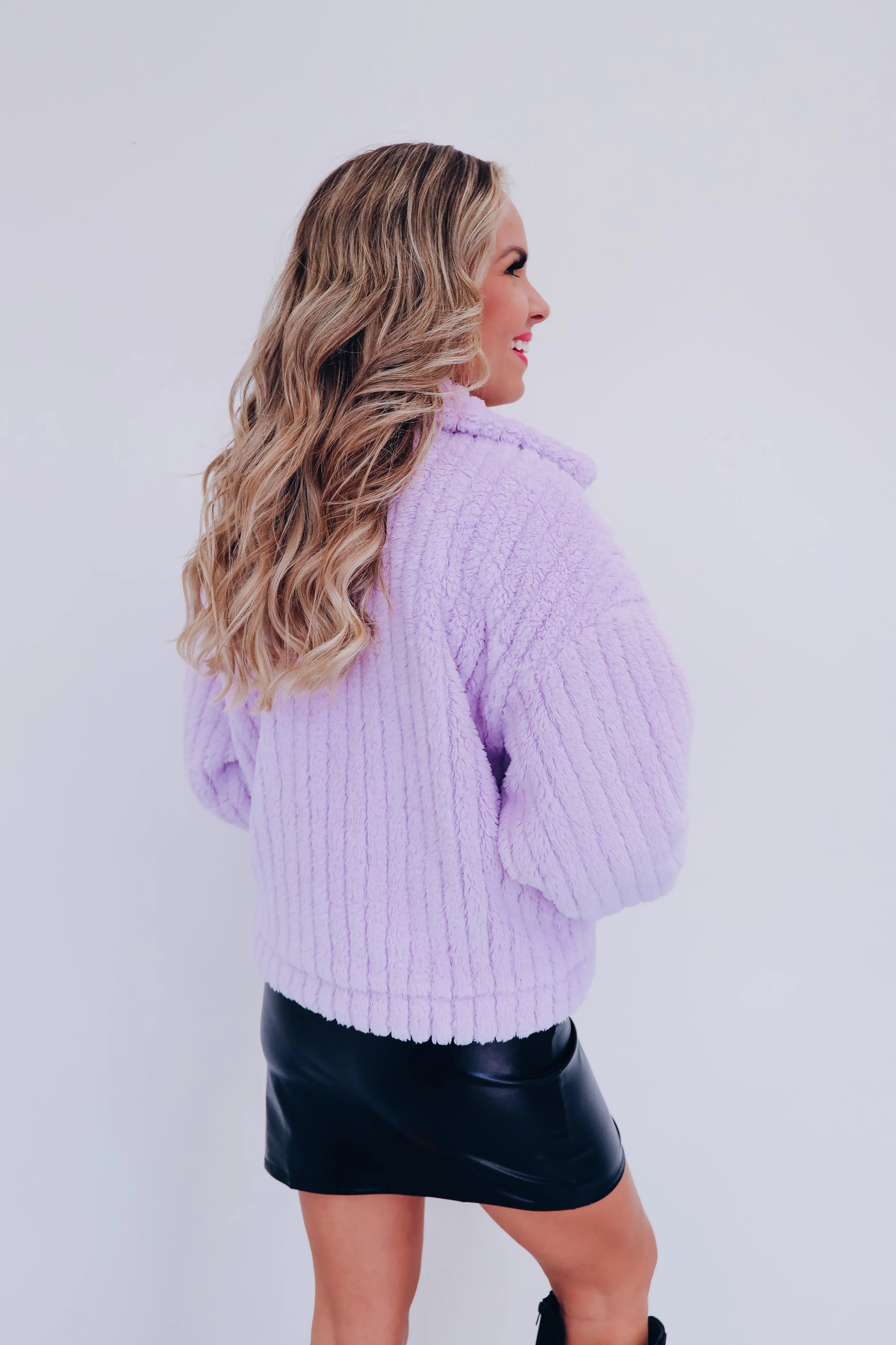 Sheridan Faux Fur Cropped Jacket - Lavender