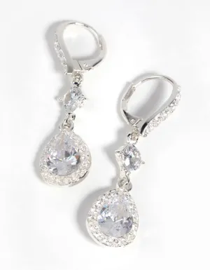 Silver Cubic Zirconia Pear Drop Earrings