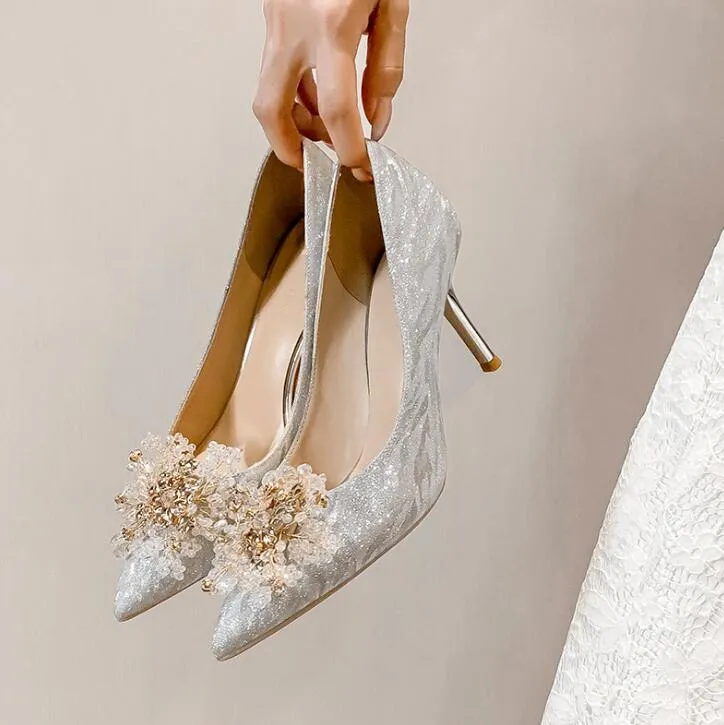 Small Feet Glitter Metal Heel Dress Shoes GS349