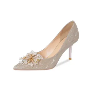 Small Feet Glitter Metal Heel Dress Shoes GS349