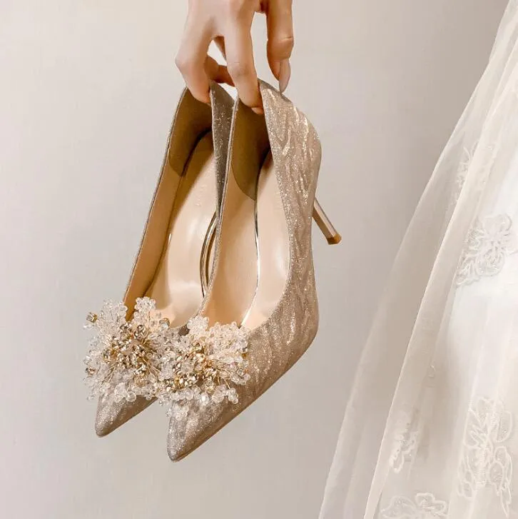 Small Feet Glitter Metal Heel Dress Shoes GS349