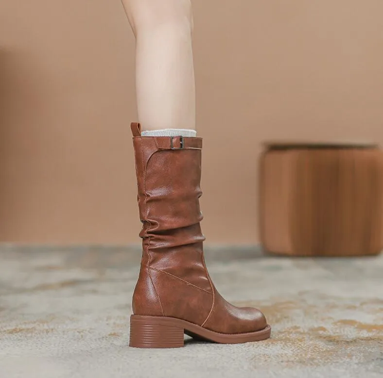 Small Feet Size 3 Hidden Heel Mid Calf Boots MS313