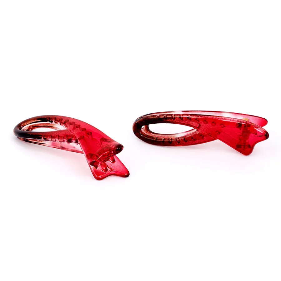 Small Plastic Alligator Red Hair Clip - Pair