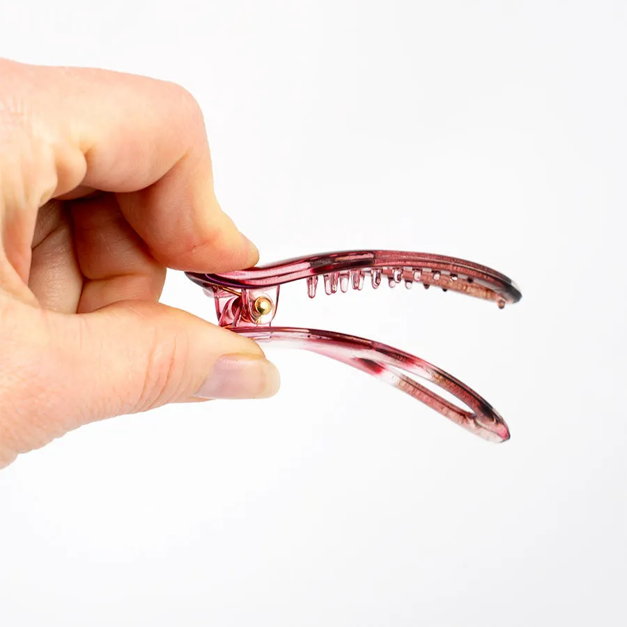 Small Plastic Alligator Red Hair Clip - Pair