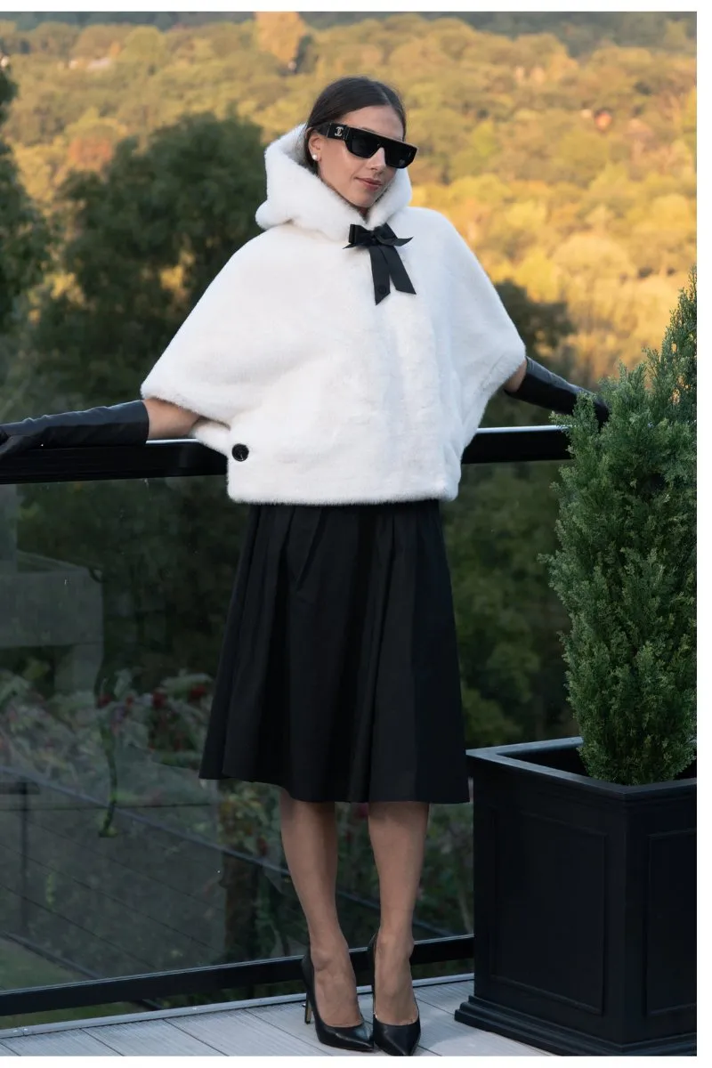 Snow White Hooded Faux Fur Cape