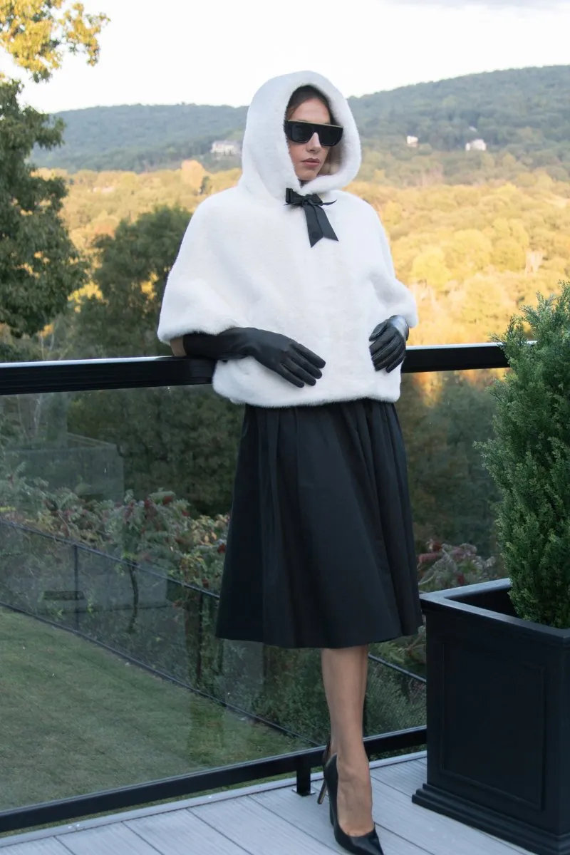 Snow White Hooded Faux Fur Cape