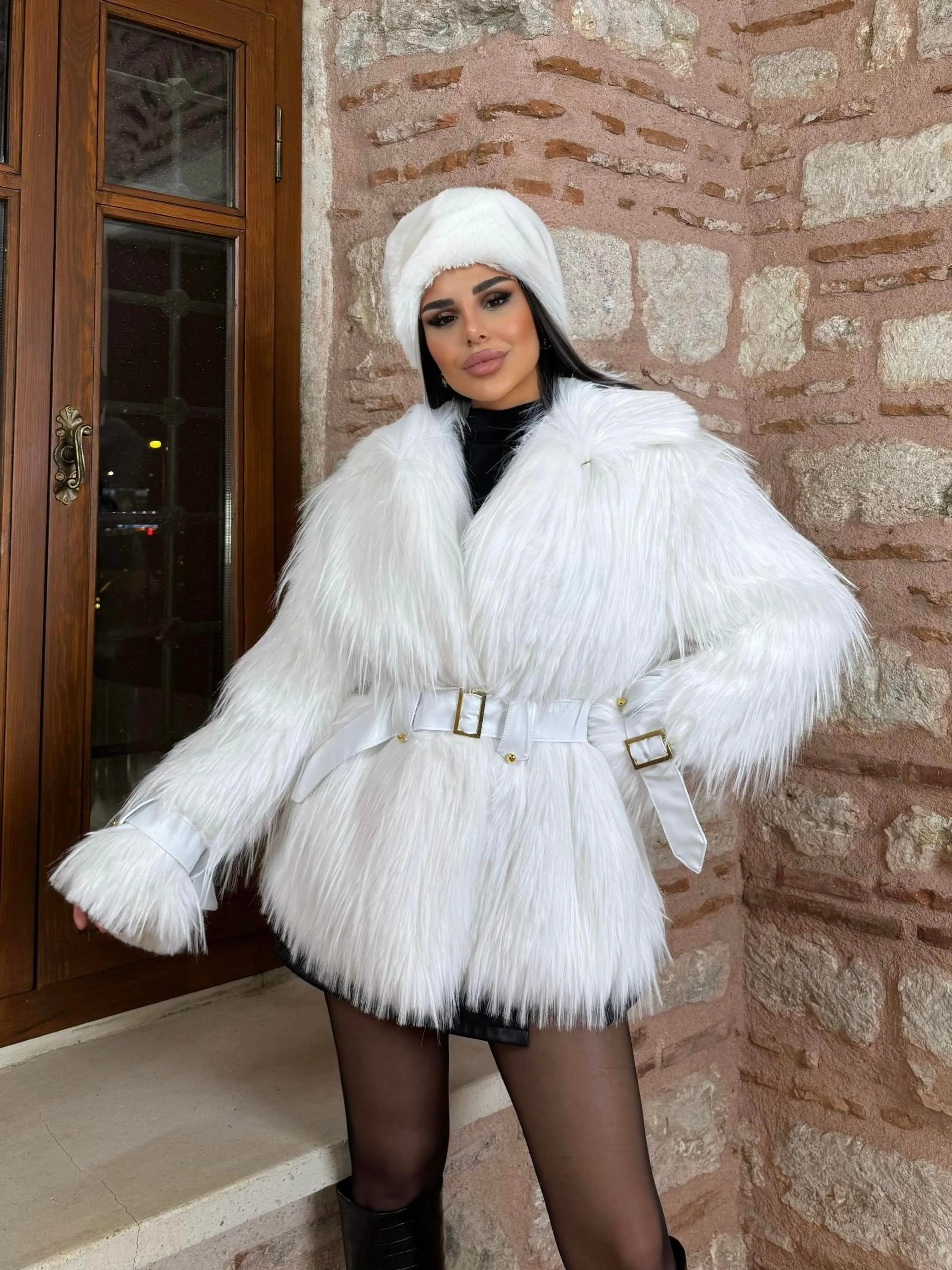Solena Belted Faux Fur Coat