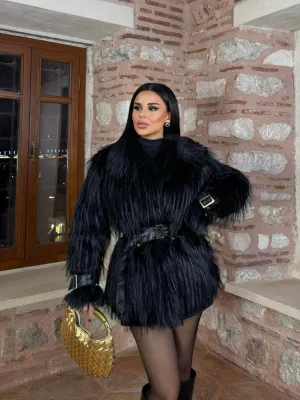 Solena Belted Faux Fur Coat