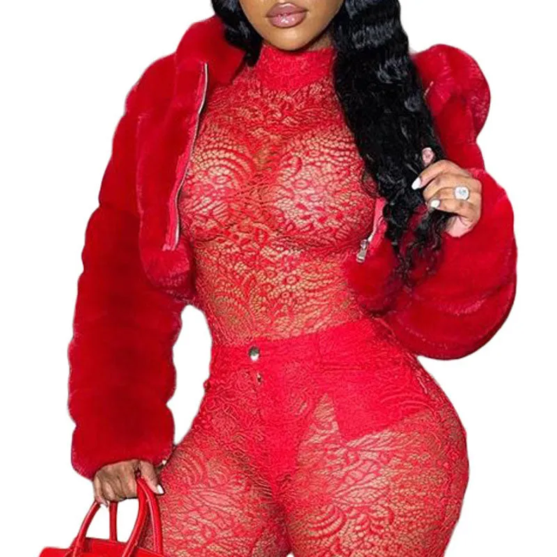 Solid Long Sleeve Faux Fur Hoodie Coat