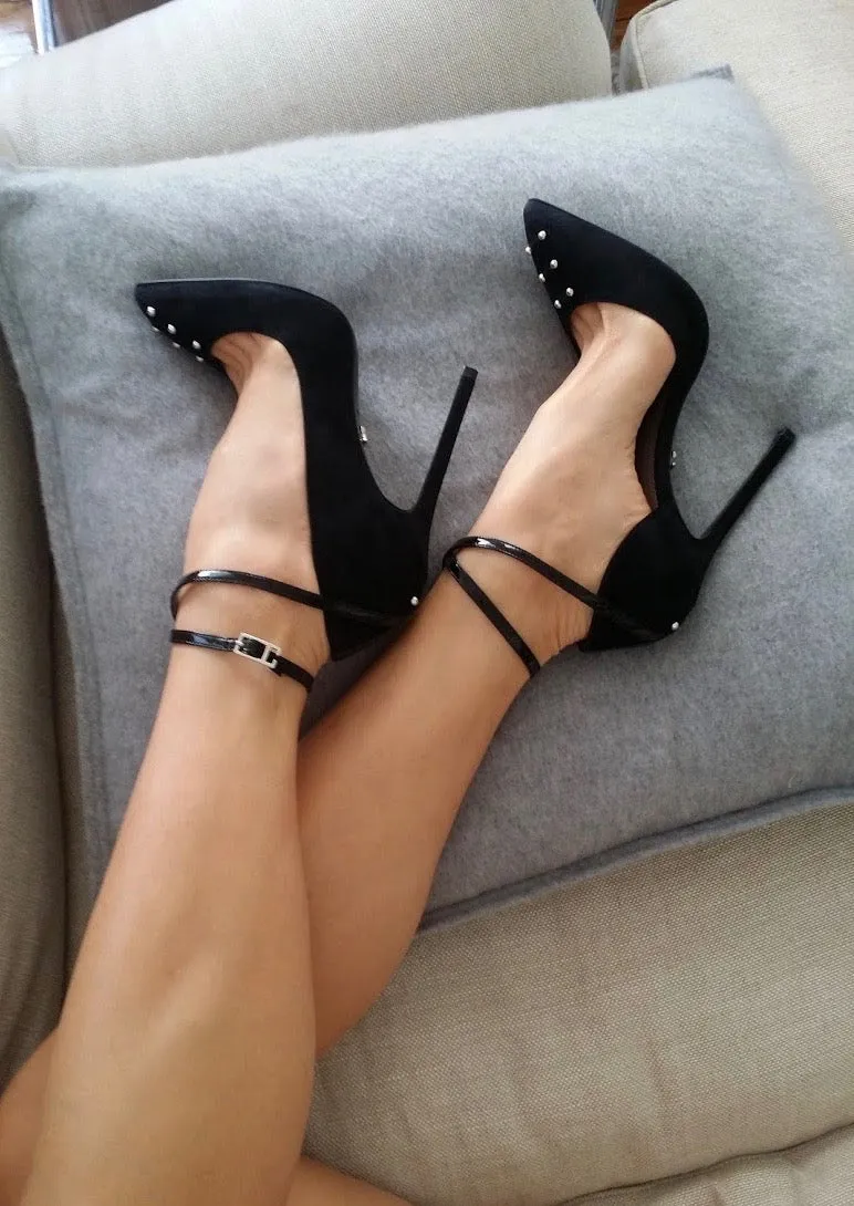 STASIA BLACK SUEDE PUMPS