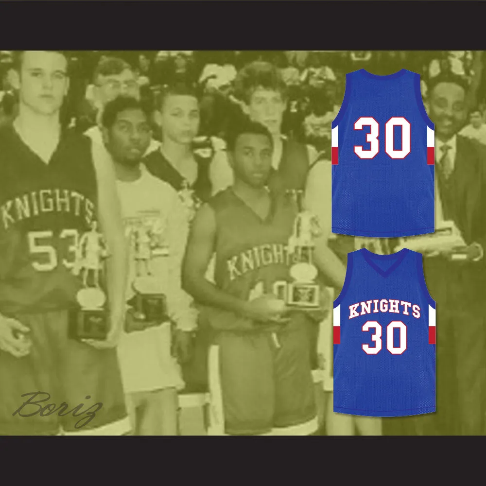Stephen Curry 30 Charlotte Christian High School Knights Blue Basketball Jersey 1