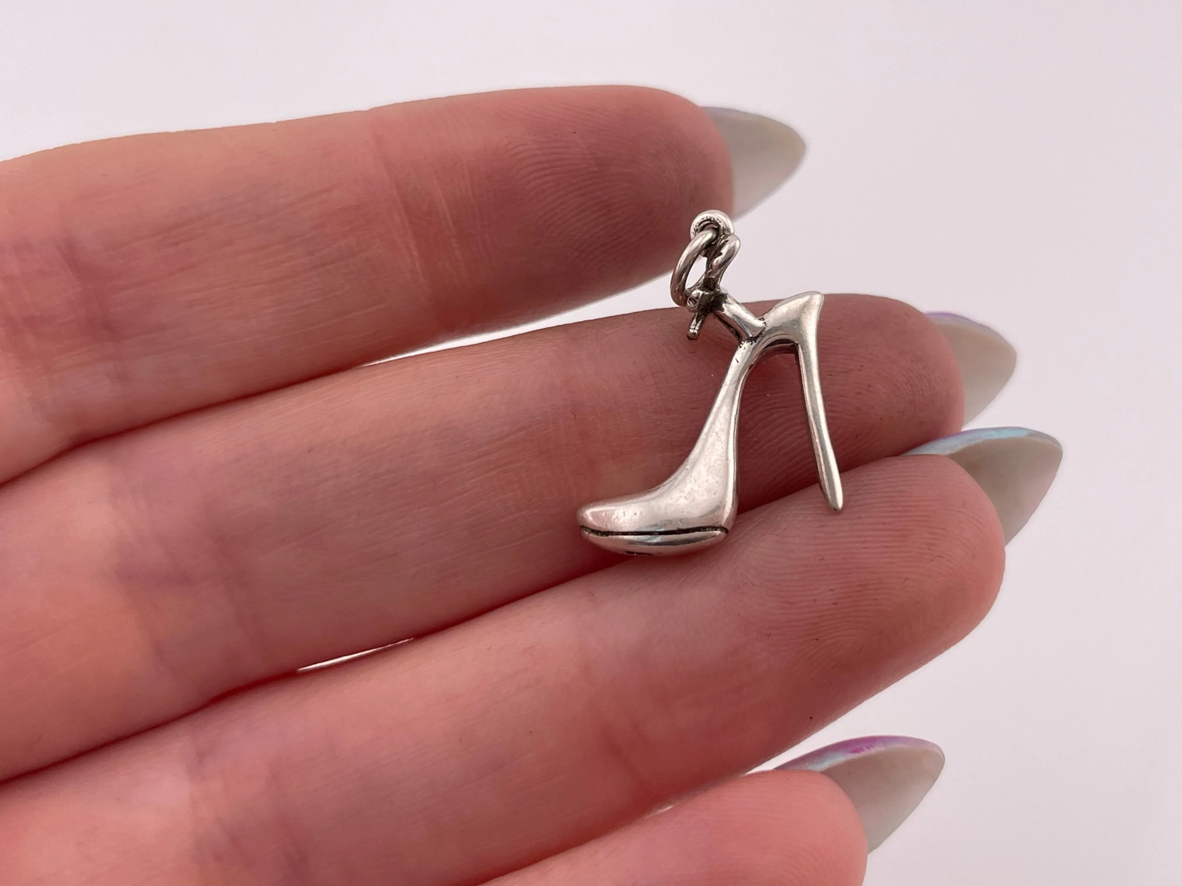 sterling silver 3D high heel pendant