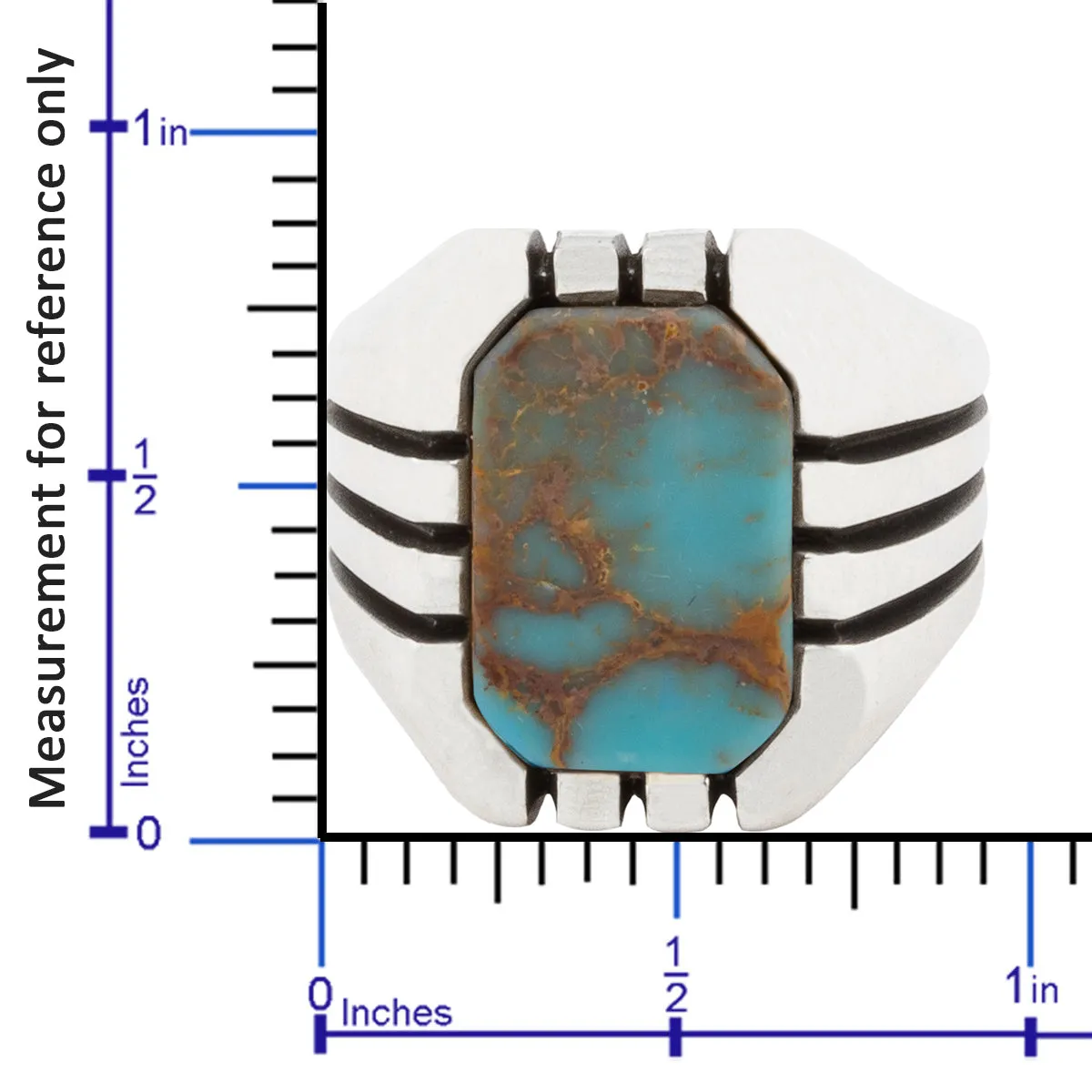 Sterling Silver Ring with Rectangle Antique Turquoise Gemstone